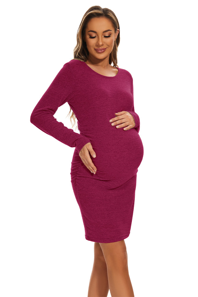Smallshow Long Sleeve Knit Maternity Sweater Dress