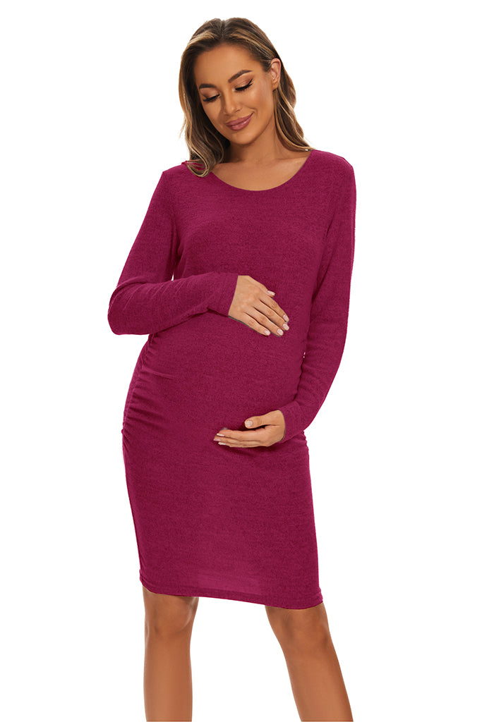 Smallshow Long Sleeve Knit Maternity Sweater Dress