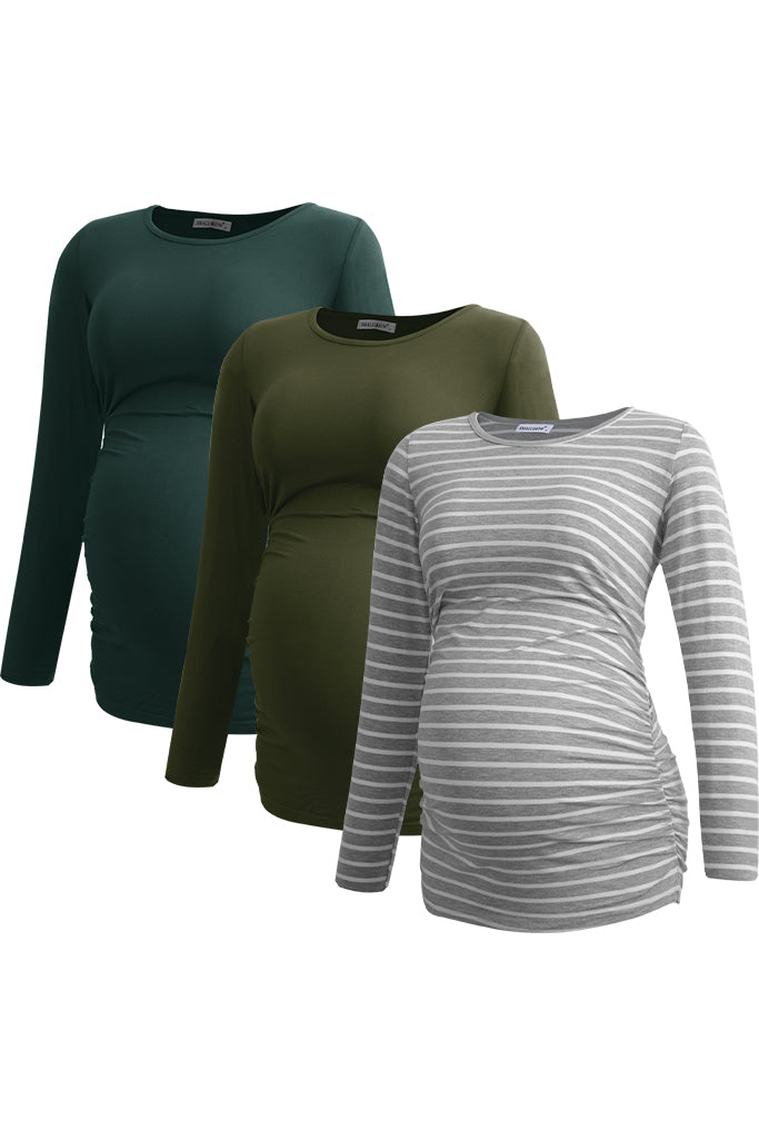 Smallshow Smallshow Long Sleeve Maternity Tops 3-Pack