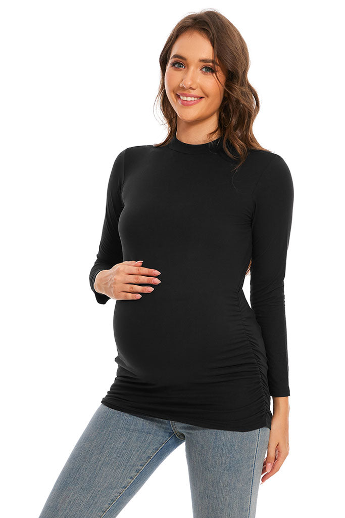Smallshow Long Sleeve Mock Neck Maternity Top