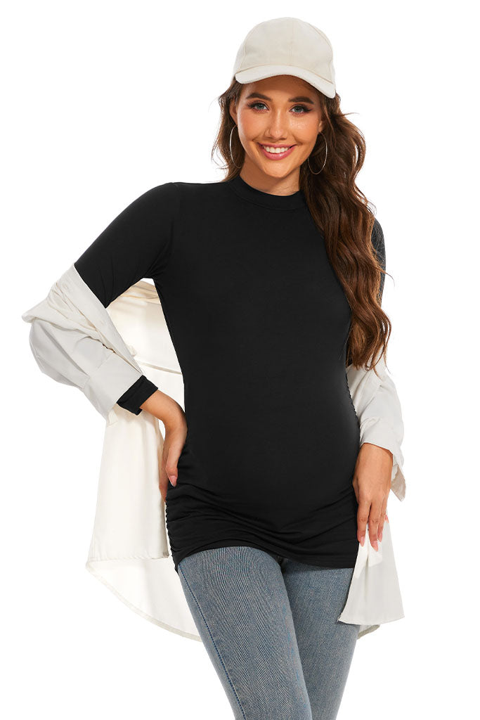 Smallshow Long Sleeve Mock Neck Maternity Top