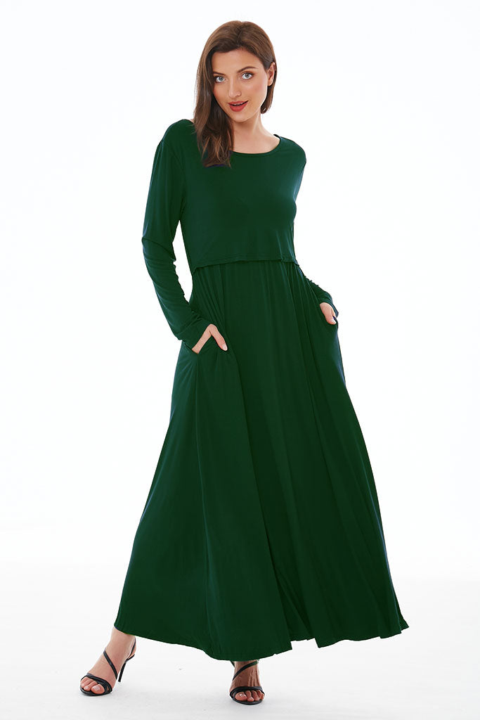 smallshow Long Sleeve Nursing Maxi Dress