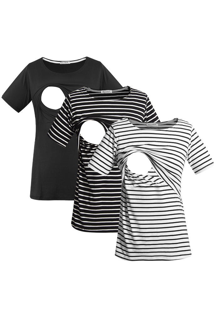 smallshow Modal Short Sleeve Nursing Tops 3-Pack
