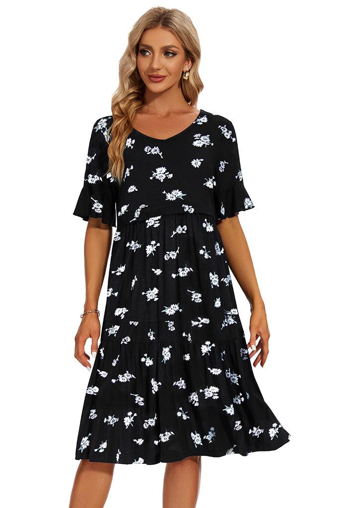 Smallshow Ruffle Floral Nursing Dress