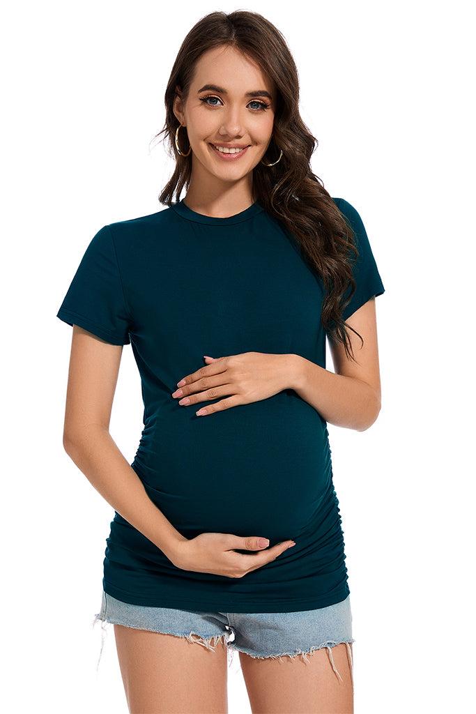 Smallshow Short Sleeve Crew Neck Maternity Shirt