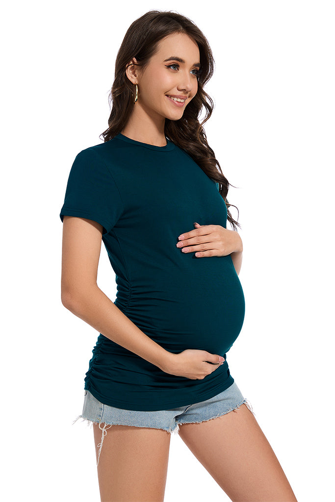 Smallshow Short Sleeve Crew Neck Maternity Shirt