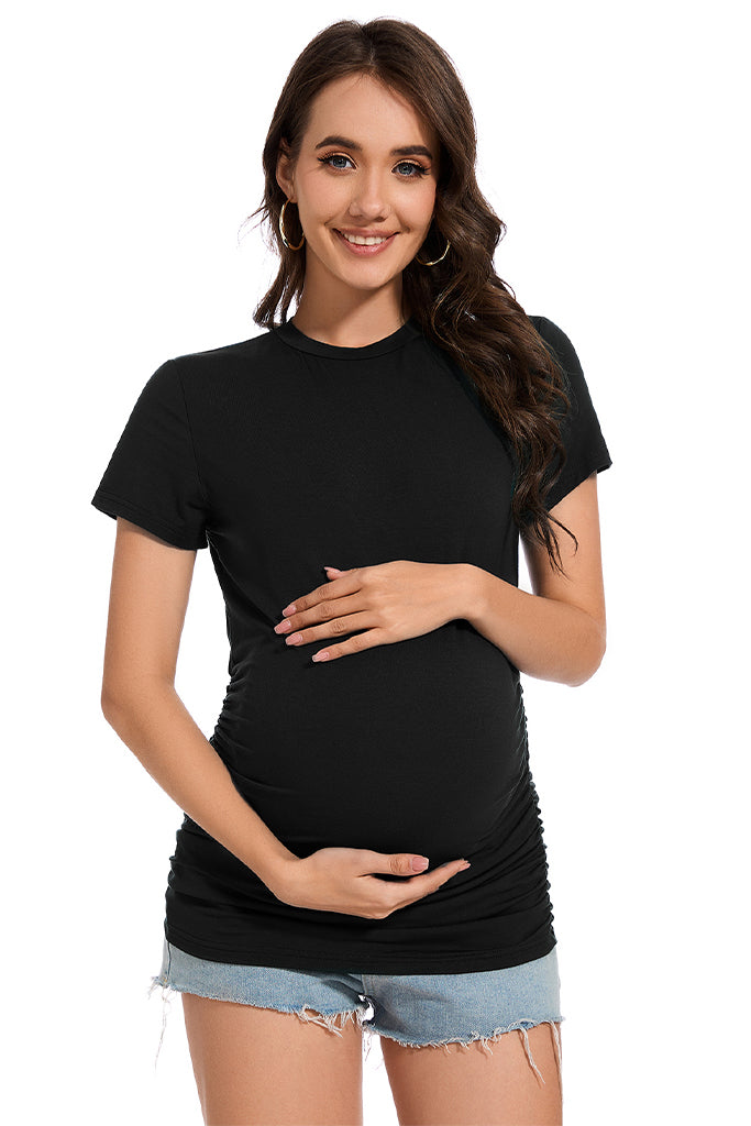smallshow Short Sleeve Crew Neck Maternity Shirt