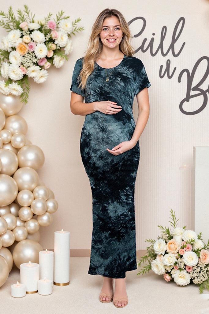 Smallshow Smallshow Short Sleeve Floral Maternity Maxi Dress