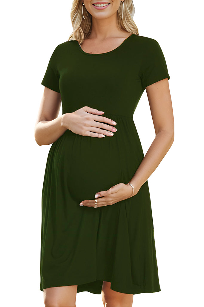 Smallshow Smallshow Short Sleeve Maternity Midi Dress