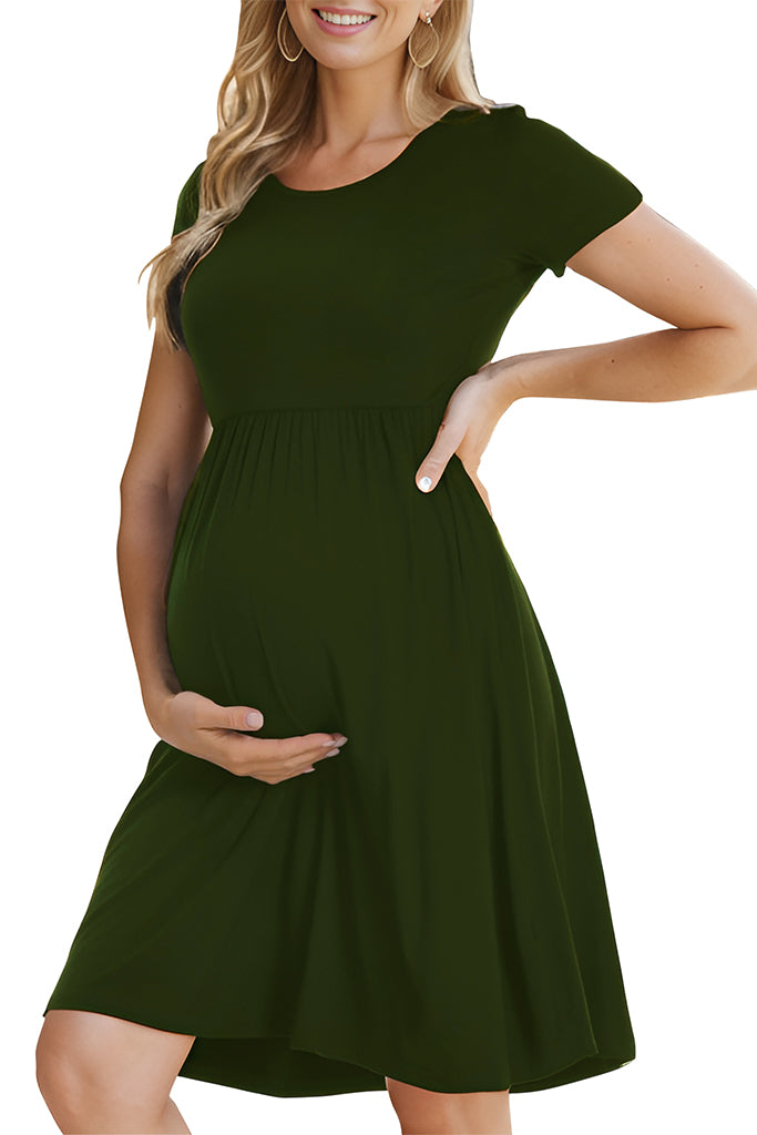 Smallshow Smallshow Short Sleeve Maternity Midi Dress
