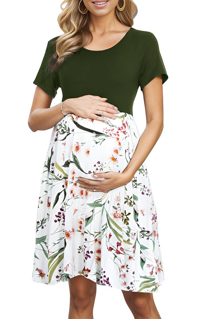 smallshow Smallshow Short Sleeve Maternity Midi Dress