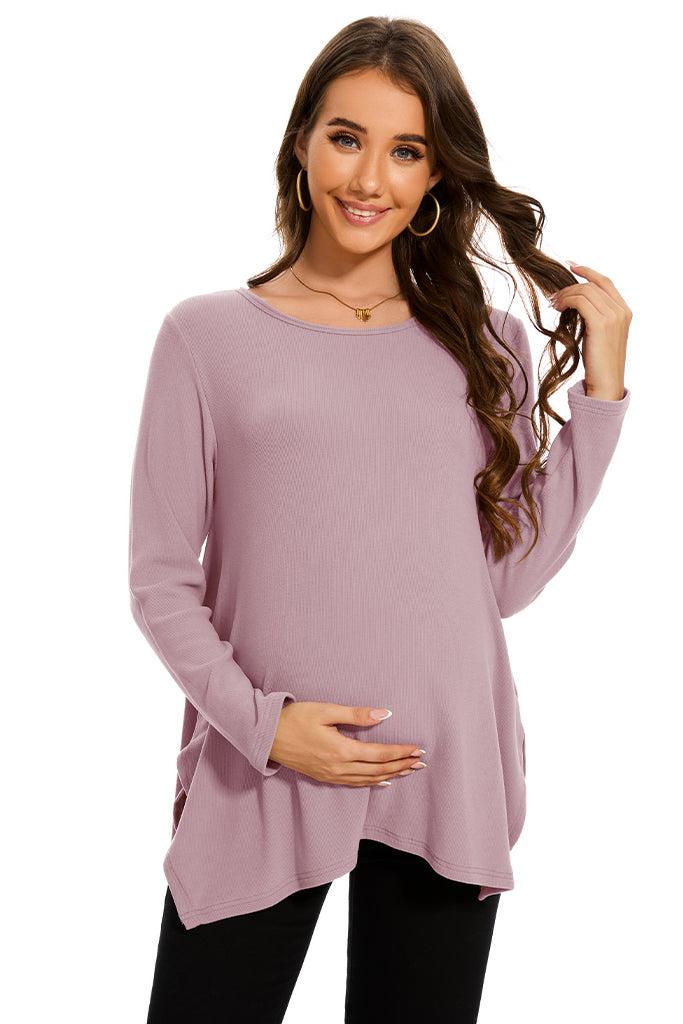 Smallshow Side Slit Stylish Maternity Sweater