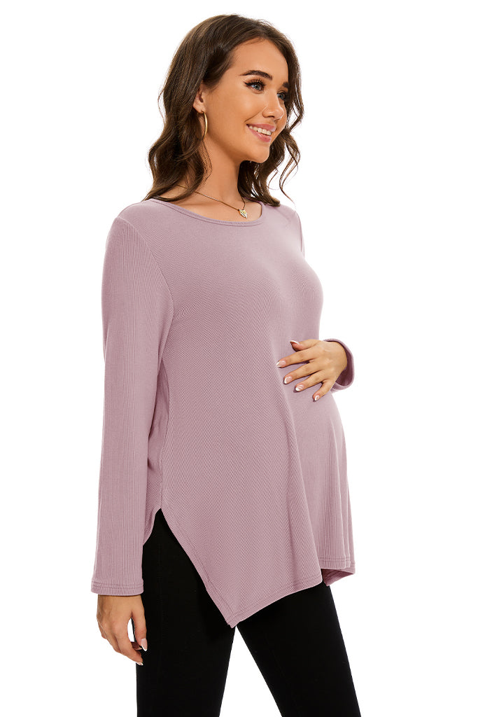 Smallshow Side Slit Stylish Maternity Sweater