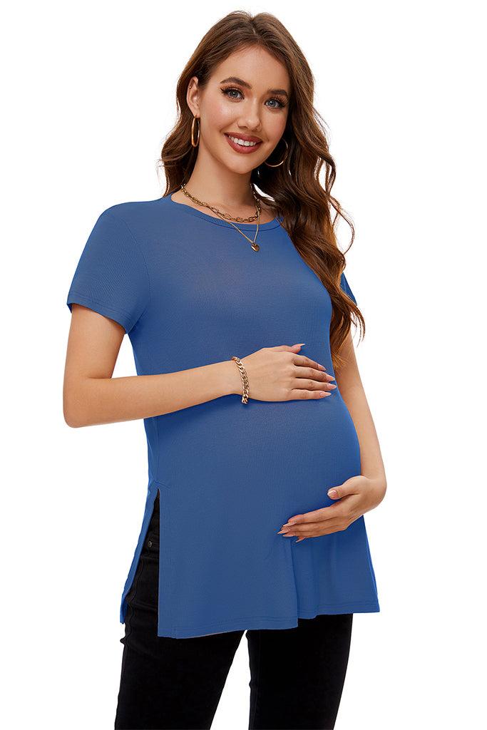 Smallshow Split Hem Ribbed Maternity Tops 3-Pack