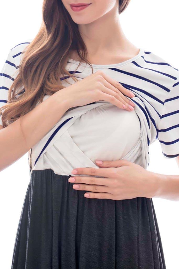 Smallshow Striped Casual Nursing Dress