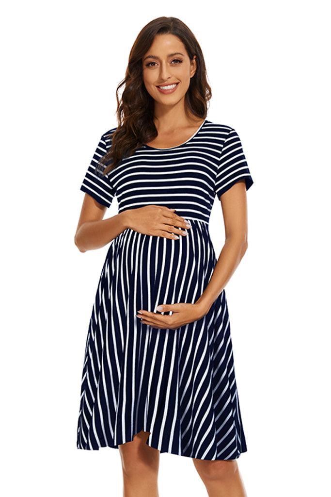 smallshow Striped Maternity Midi Dress