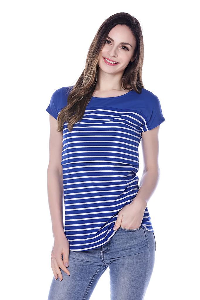 smallshow Striped Short Sleeve Nursing T-Shirt