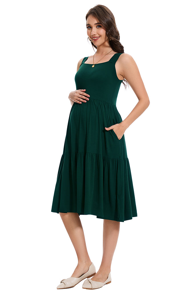 Smallshow Tiered Maternity Midi Dress