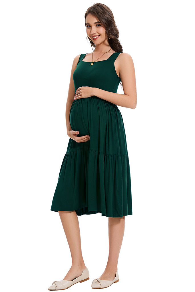 Smallshow Tiered Maternity Midi Dress