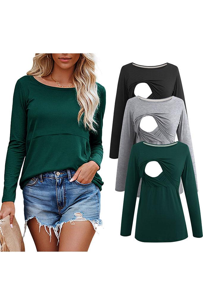 Smallshow UILGO Long Sleeve Nursing Tops 3-Pack