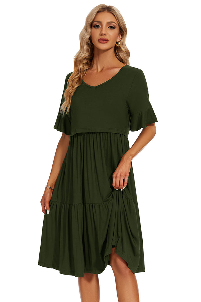 smallshow UILGO Ruffle Maternity Nursing Dress