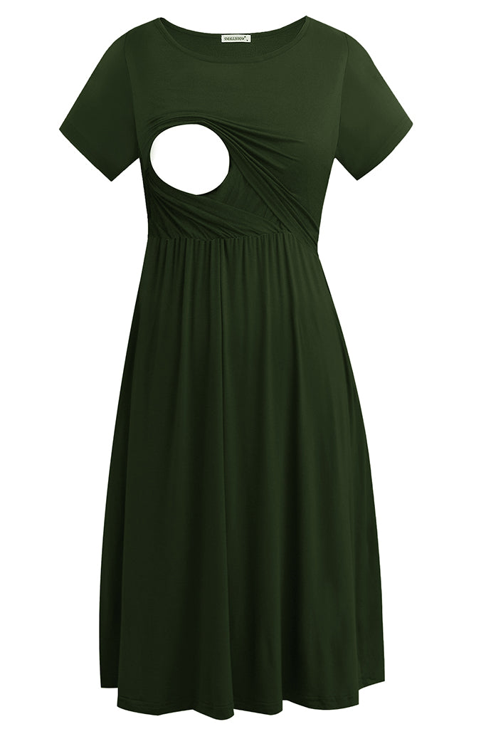 Smallshow UILGO Short Sleeve Summer Nursing Dress