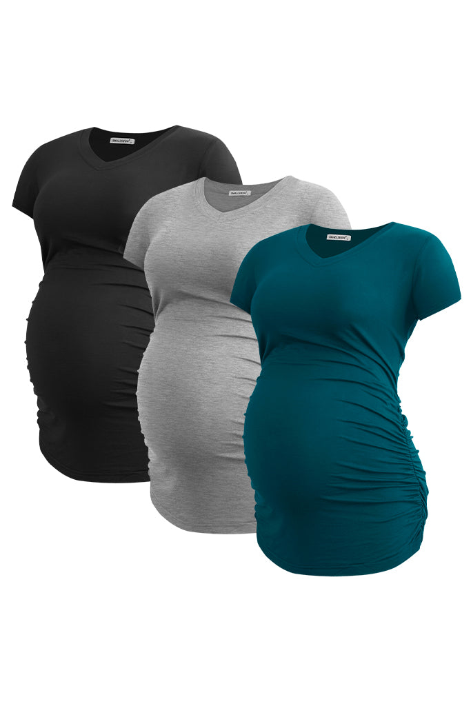 Smallshow UILGO V Neck Maternity T-Shirts 3-Pack