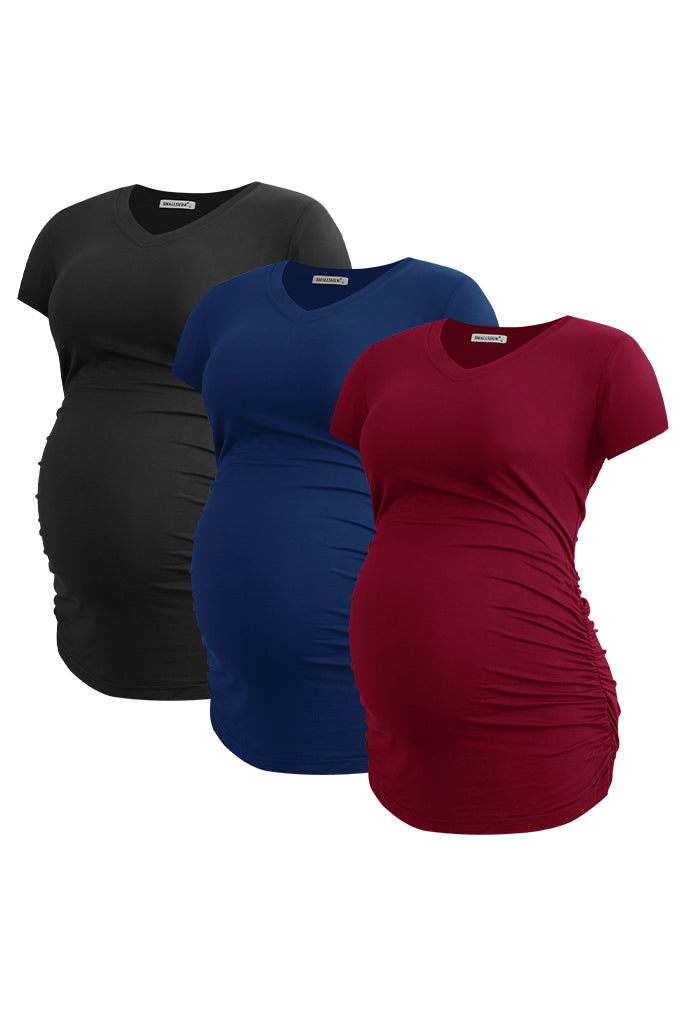 Smallshow UILGO V Neck Maternity T-Shirts 3-Pack