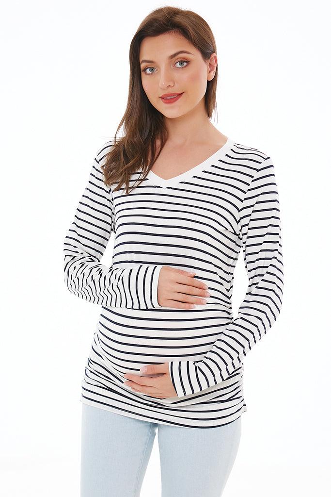 Smallshow V-Neck Long Sleeve Maternity Tops