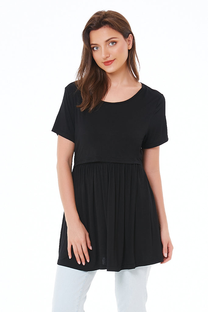 Smallshow UILGO Draped Front Maternity Nursing Tops 3-Pack