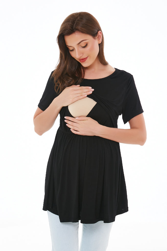 Smallshow UILGO Draped Front Maternity Nursing Tops 3-Pack