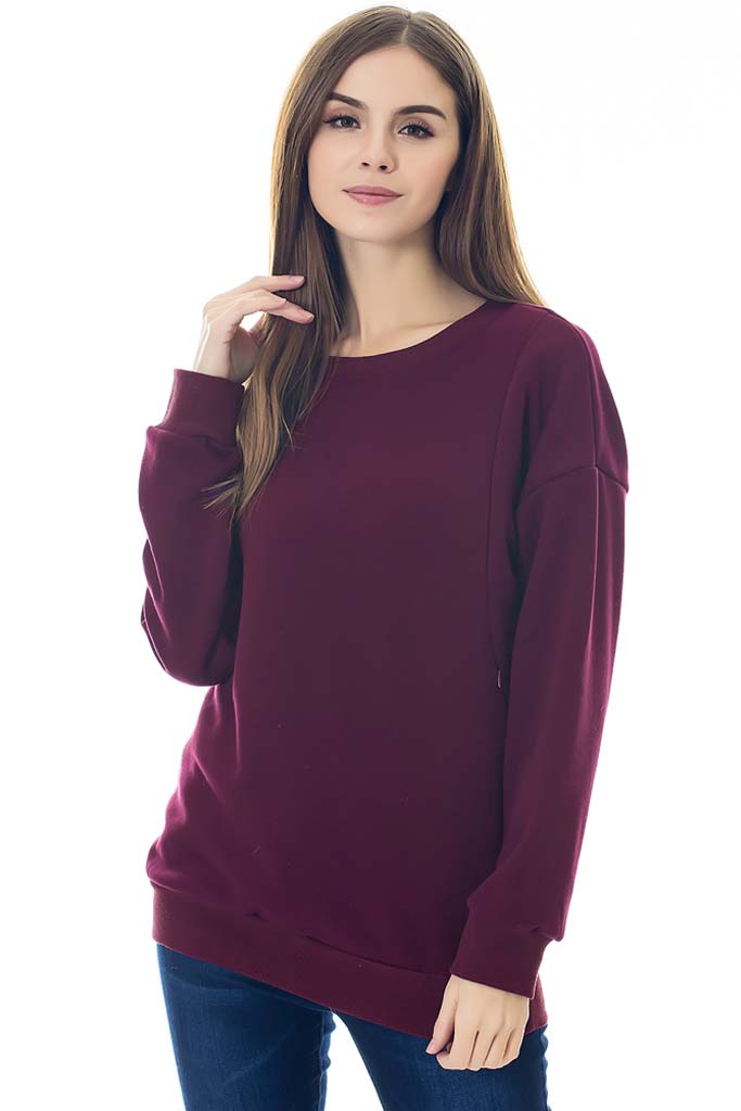 smallshow UILGO Fleece Maternity Nursing Sweatshirt