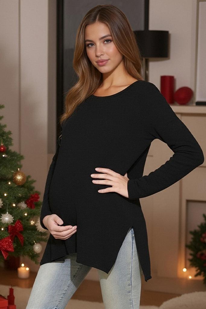 Smallshow UILGO Side Slit Maternity Pullover Sweater