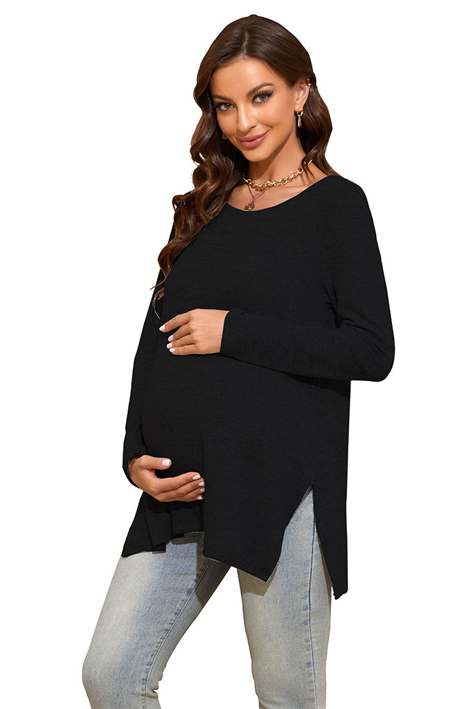 smallshow UILGO Side Slit Maternity Pullover Sweater