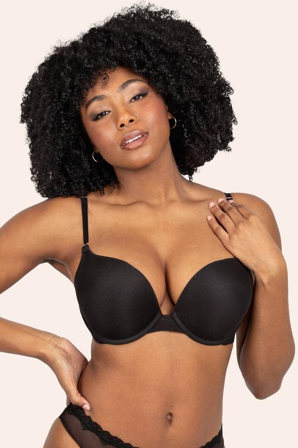 smart & sexy Add 2 Cup Sizes Push-Up Bra | Black Hue Mesh