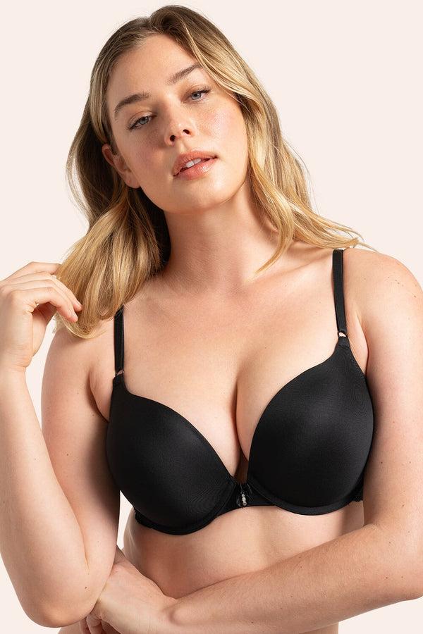 smart & sexy Add 2 Cup Sizes Push-Up Bra | Black Hue W Lace Wings