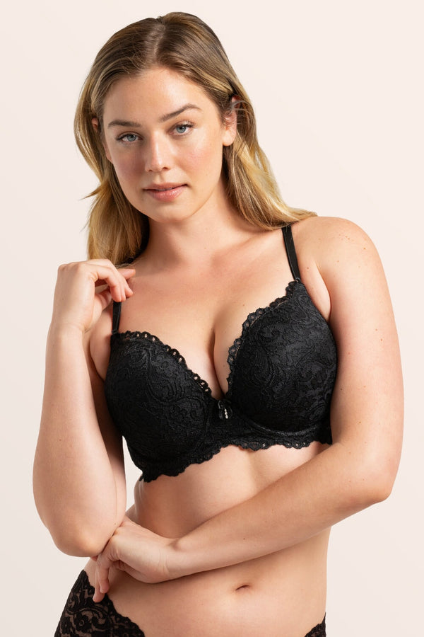 smart & sexy Add 2 Cup Sizes Push-Up Bra | Black Signature Lace