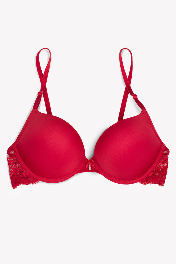 Smart & Sexy Add 2 Cup Sizes Push-Up Bra | Smooth No No Red