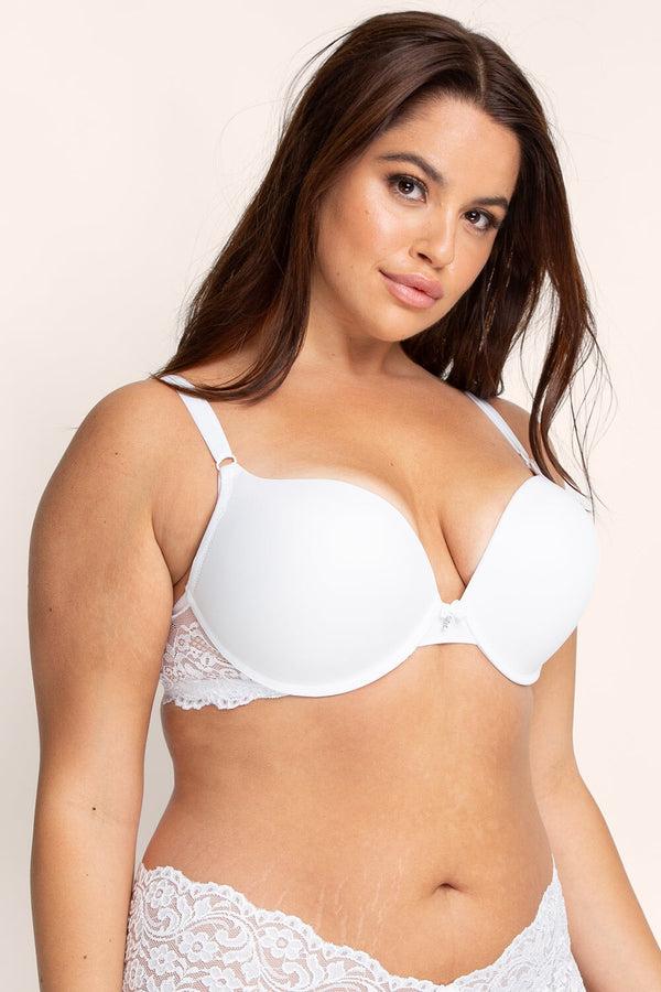 Smart & Sexy Add 2 Cup Sizes Push-Up Bra | White W Lace Wings