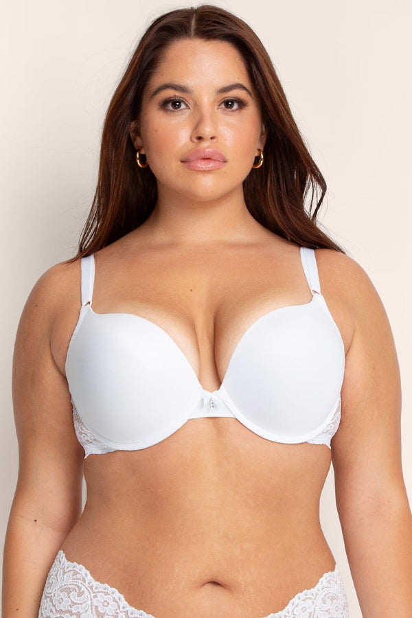 smart & sexy Add 2 Cup Sizes Push-Up Bra | White W Lace Wings