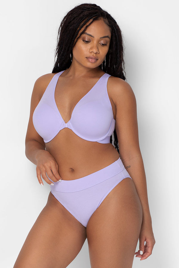 Smart & Sexy Comfort Cotton Front & Back Close Racerback Bra | Lilac Iris Cotton