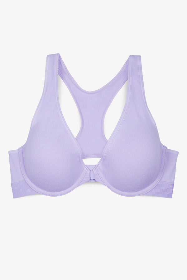 Smart & Sexy Comfort Cotton Front & Back Close Racerback Bra | Lilac Iris Cotton