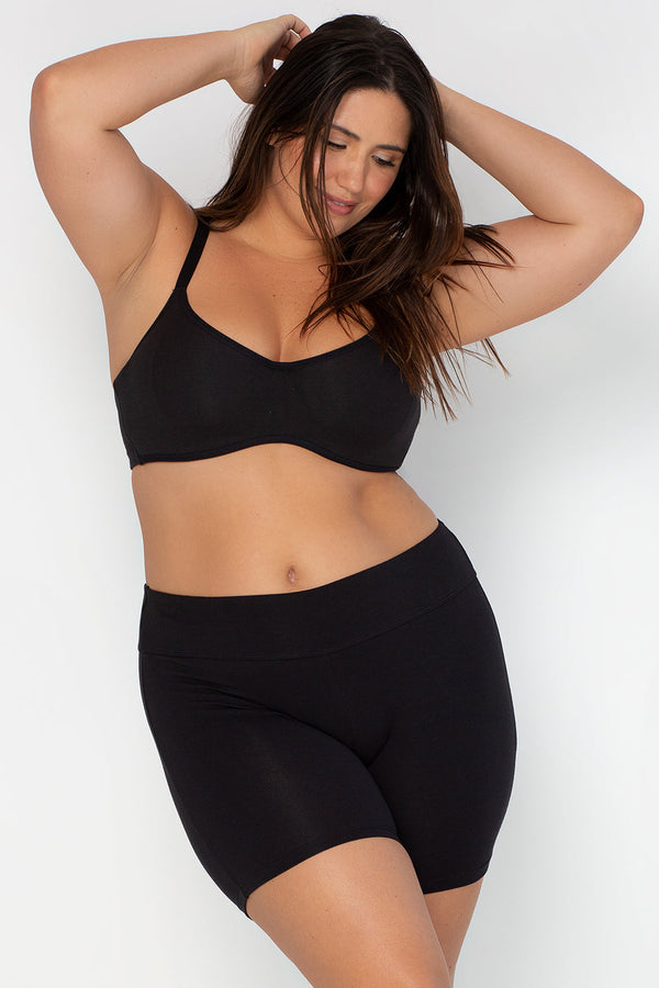 Smart & Sexy Comfort Cotton High-Waisted Biker Shorts | Black Hue Cotton