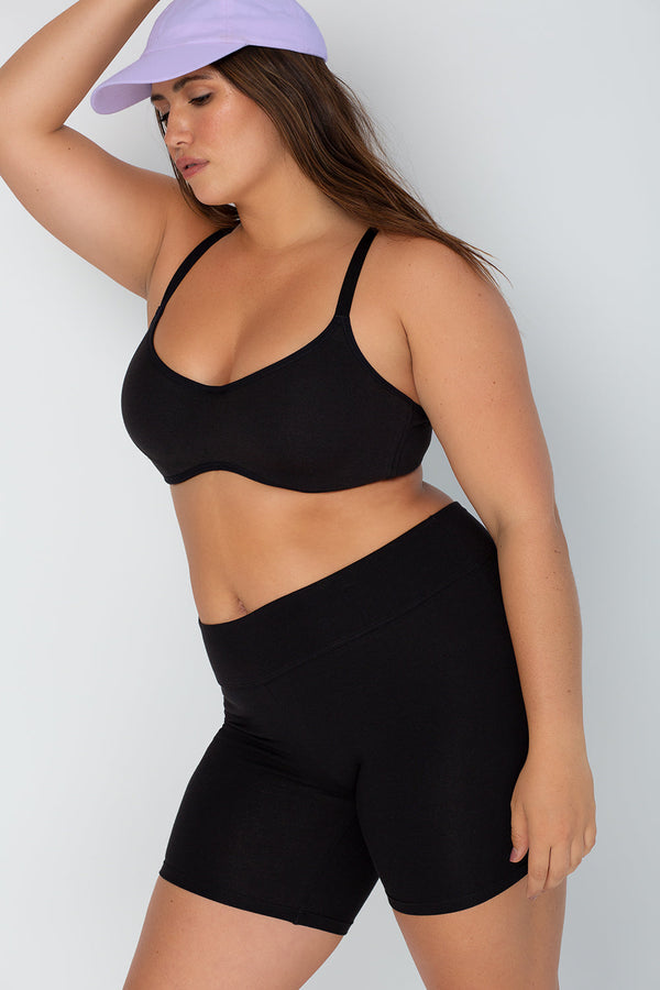 smart & sexy Comfort Cotton High-Waisted Biker Shorts | Black Hue Cotton