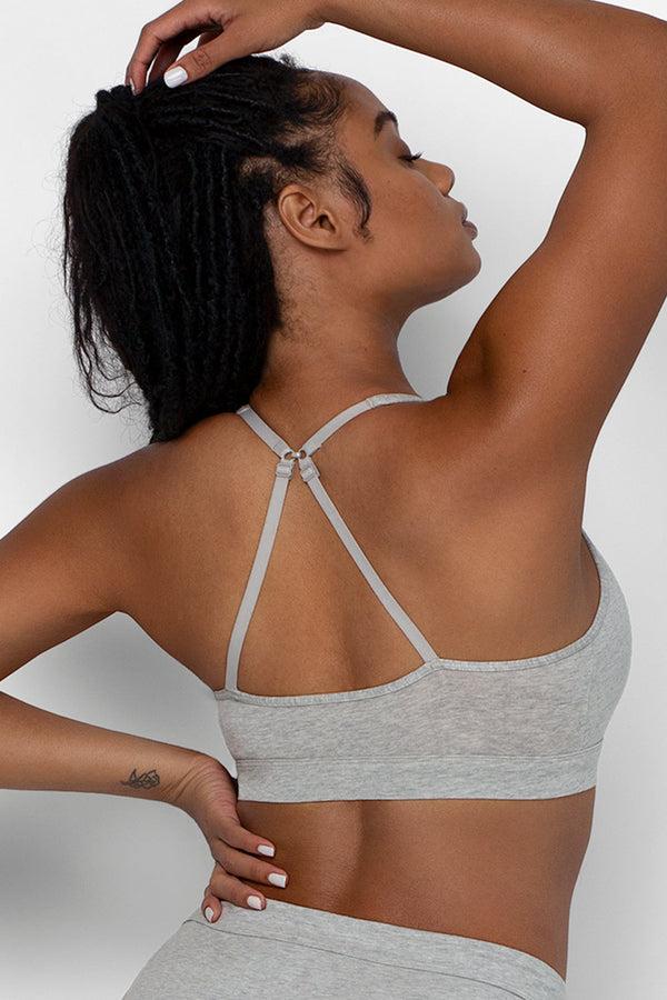 Smart & Sexy Comfort Cotton Plunge Bralette 2 Pack | Light Grey Heather Cotton/Black Hue Cotton