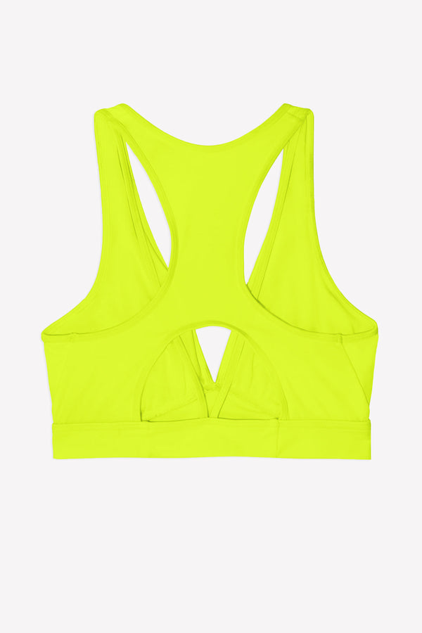 Smart & Sexy Cut-Out Racerback Bikini Top | Neon Yellow