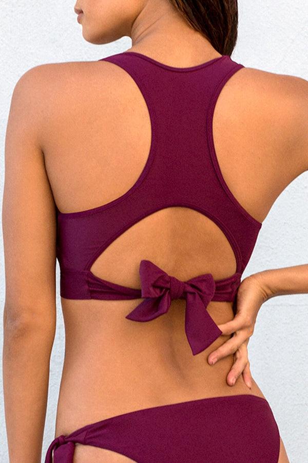 Smart & Sexy Cut-Out Racerback Bikini Top | Purple Velvet Swim