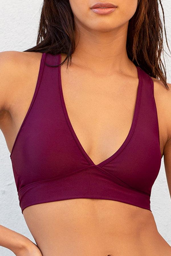 smart & sexy Cut-Out Racerback Bikini Top | Purple Velvet Swim