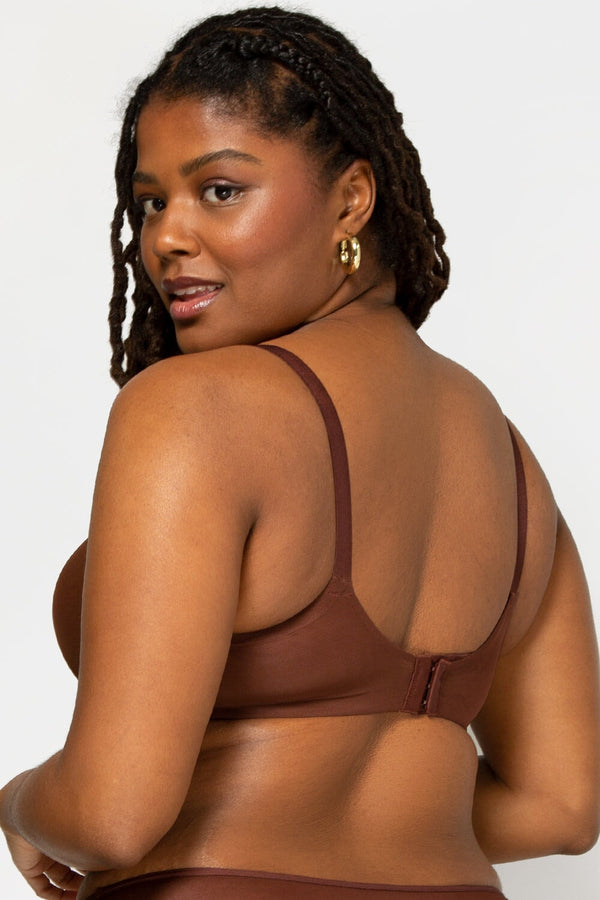 Smart & Sexy Everyday Invisible Full Coverage T-Shirt Bra | Chocolate Mesh