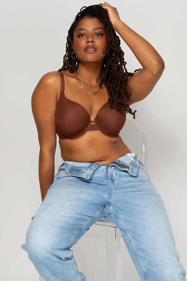 Smart & Sexy Everyday Invisible Full Coverage T-Shirt Bra | Chocolate Mesh